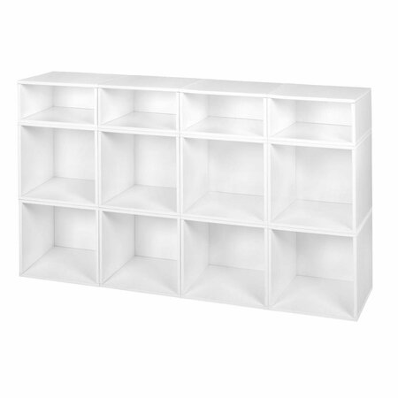 NICHE Cubo Storage Set with 8 Full Cubes & 4 Half Cubes, White Wood Grain PC8F4HWH